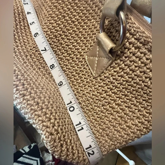 Lina By The Sak Purse Beige Knit Zip Closure Shoulder Purse - Braided Straps - Picture 6 of 6